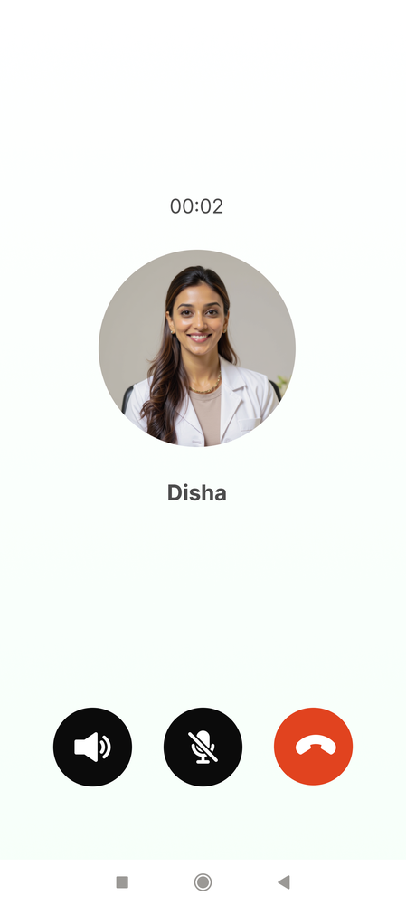 A coaching call in the Disha app