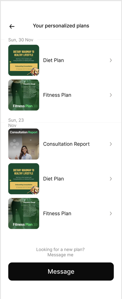 A personalised plan in the Disha app
