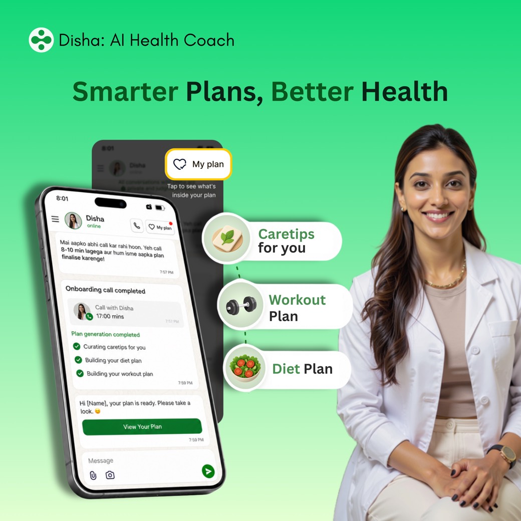 Disha app: onboarding call complete, aur plan mein caretips, workout aur diet