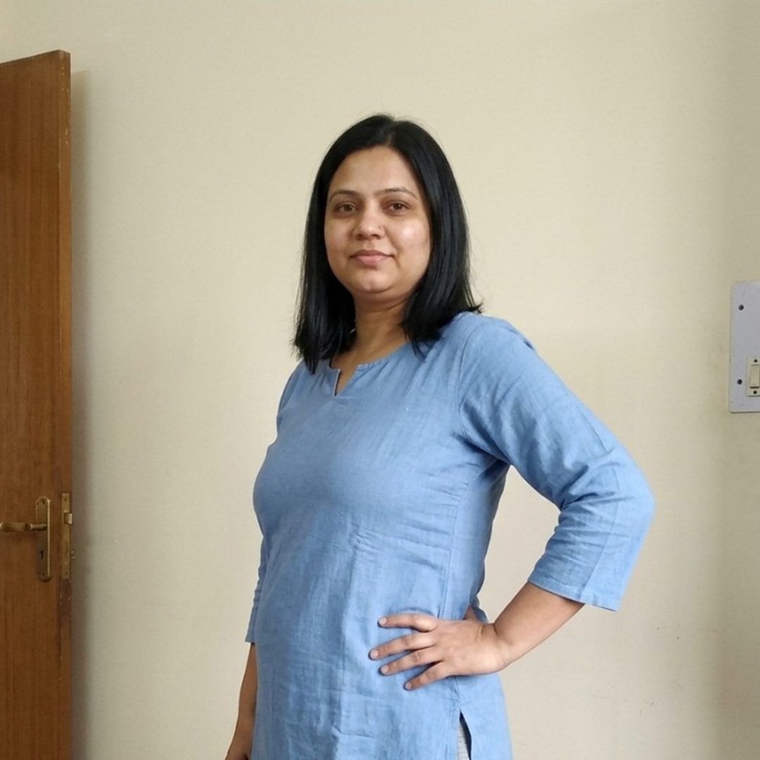 Disha user after coaching, photographed at home